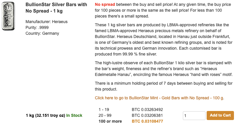 Silver bars for Bitcoin!
